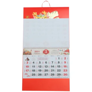 Настенный календарь на 2024 год, Ежемесячный Большой китайский Годовой планировщик на Новый год, традиционная бумага