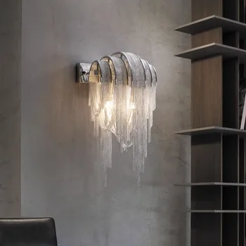 Постмодернистский керамический алюминиевый настенный светильник с кисточками, железный настенный светильник в коридоре гостиничного номера, в спальне,