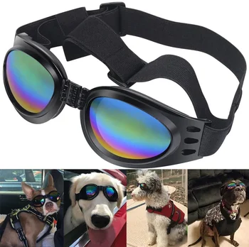 Очки для собак, солнцезащитные очки для домашних животных, Регулируемая складывающаяся одежда для глаз, защита от ультрафиолета, Ветрозащитные поляризованные солнцезащитные очки для собак весом более 15 фунтов