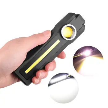 Перезаряжаемый рабочий светильник LED + COB, Портативный Магнитный складной ручной фонарик с USB-зарядкой, наружное освещение для кемпинга, пеших прогулок