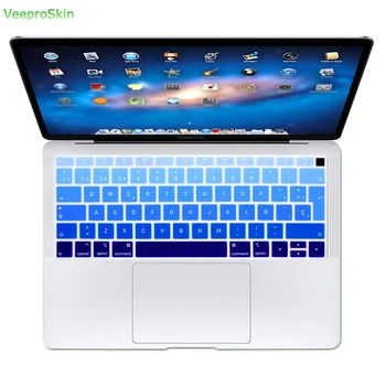 Для Macbook Air 13 A1932 С Отпечатком Пальца Touch Id 2018 2019 Для Apple Испанская Силиконовая крышка Клавиатуры Защитная пленка Rainbow