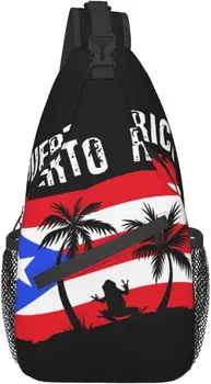 Сумка-слинг с флагом Пуэрто-Рико для мужчин, Женский рюкзак через плечо/Пуэрториканская сумка через плечо для путешествий, походов, работы, полиэстер