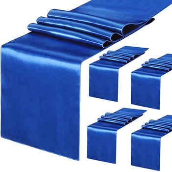 Набор из 10 темно-синих атласных настольных дорожек размером 12X108 дюймов для украшения свадебного банкета
