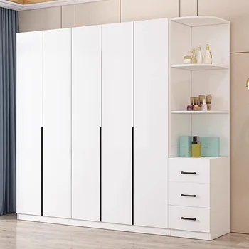 Белый многофункциональный шкаф Для одежды, Организация помещения для хранения Одежды, Шкаф для спальни, Деревянная перекладина, Компактная мебель