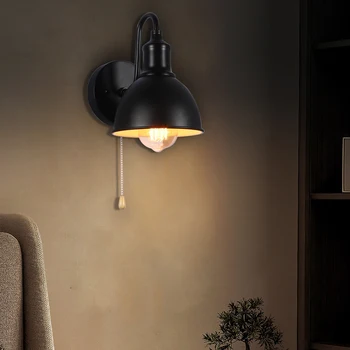 ZK50 Освещение для ванной комнаты из кованого железа Прикроватная тумбочка с одной головкой, декоративная настенная лампа из кованого железа в стиле ретро, E27 без лампы накаливания