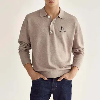 Мужская одежда для гольфа HAZZYS Polo Мужская Весенне-осенняя рубашка Однотонного цвета с длинным рукавом Повседневная Деловая Спортивная 2023 г.