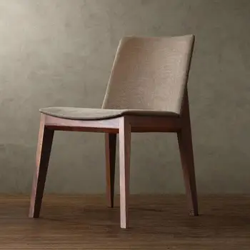 Обеденный стул из массива дерева в скандинавском стиле, Кожаная ткань, Современная Простая Домашняя мода, Комбинированная спинка, стул из массива дерева