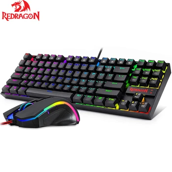 Redragon Keyboard Mouse Set K552-RGB-BA Механическая Игровая Клавиатура и Комбинированная Мышь с Проводным RGB LED 60% для Геймеров на ПК с Windows