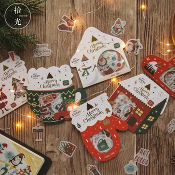 40 шт./упак. Мультяшная Рождественская елка, снеговик, мини-бумажные наклейки для украшения, поделки для скрапбукинга, ремесленные наклейки