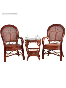 Настоящее Плетеное кресло, Чайный Столик из трех частей, Комбинированные Стулья Для Гостиной и Балкона По Субподряду И Современное Плетеное кресло