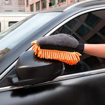 Рукавица для автомойки, перчатки из микрофибры для чистки, Шерстяная Плюшевая рукавица с синелью и двусторонним коралловым бархатом Для чистки и детализации