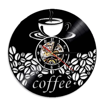 Кафе Coffee Bean CD Виниловая Пластинка Настенные часы Тема DIY Съемные Художественные Часы Домашний Декоративный Декор комнаты