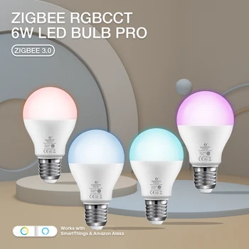 Zigbee 3.0 Gledopto RGBCCT 6 Вт Светодиодная Лампа Pro E26 / E27, Меняющая Цвет, Для Украшения помещений, Спальни, Гостиной, Кухни, Приложения