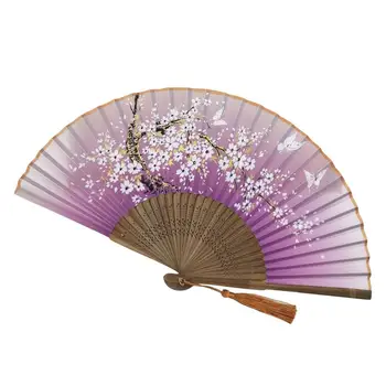Складной вентилятор Ручной бамбуковый вентилятор в китайском стиле, Винтажный веер с кисточкой для свадебных танцев, косплей