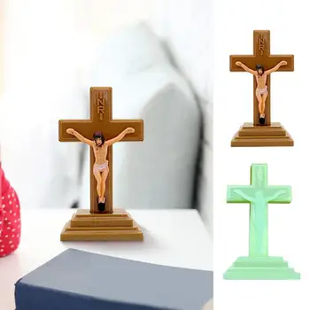 Настенный крест с распятием, массивный с подставкой, Винтажный религиозный христианский молитвенный Крест для католической церкви, декор для домашнего офиса
