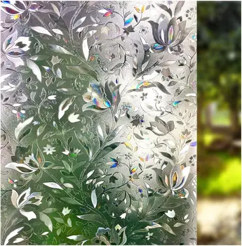 Декоративная пленка для защиты окон, 3D наклейка на витражное стекло, солнцезащитный крем с защитой от ультрафиолета, терморегулятор для дома (дизайн Rainbow Tulip,)