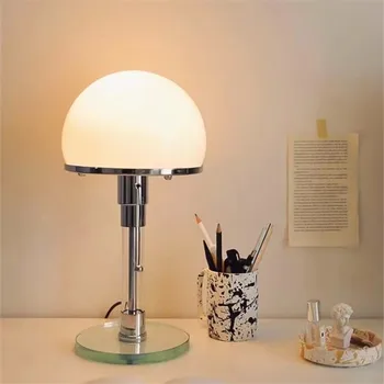 Настольная лампа Tecnolumen Bauhaus, абажуры из молочно-белого стекла в скандинавском ретро стиле, хромированный свет, декор для гостиной, кофейни, спальни.