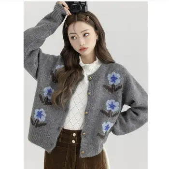 Весна-осень, женщины 2023, Новые Шикарные вязаные свитера с корейским принтом Sprint, Женская Повседневная мода, Свободный свитер, Верхняя одежда V09