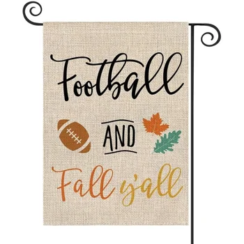 1ШТ Футбол и осень с вашим Рисунком из льна и хлопка, Садовый флаг, баннер для дома и сада, подвесной декор для дома и сада