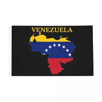 Карта Венесуэлы Флаг Флаги Двухсторонний Внутренний и Наружный Баннер Венесуэльский Полиэстер Подвесное украшение 3x5 ФУТОВ