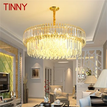 Роскошные люстры из ТИННИ-золота, современный хрустальный подвесной светильник, домашний светодиодный светильник для украшения столовой