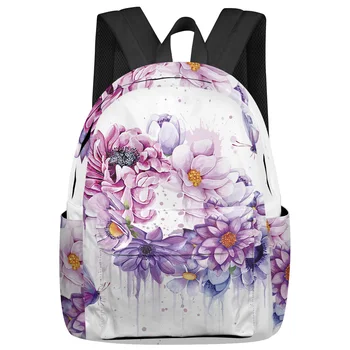 Фиолетово-розовый цветок, бабочка, Весенние женские рюкзаки, школьные сумки для подростков, Рюкзак для ноутбука, Женский рюкзак для путешествий, Mochila