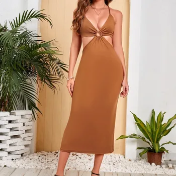 2023 Сексуальная Открытая плиссированная юбка на бедрах, кружевное платье с V-образным вырезом на шее, Банкетное платье подружки невесты