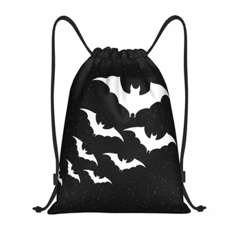 Летучие мыши В ночи Сумки на шнурке Мужские женские портативные спортивные сумки для спортзала, рюкзаки для покупок в стиле Хэллоуина, готической, Оккультной Ведьмы