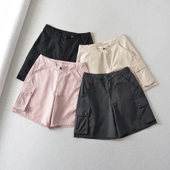 Летняя одежда, шорты для женщин, корейская уличная одежда, японские y2k, черные женские шорты-карго, розовые мешковатые шорты, милые