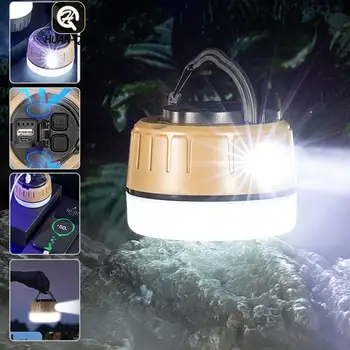 Водонепроницаемый светодиодный фонарь для кемпинга, USB-аккумуляторная лампа для уличной палатки, портативные фонари, аварийные огни для рыбалки, барбекю