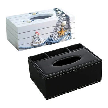 1 шт. Кожаная коробка для салфеток, настольный органайзер и 1 шт. коробка для салфеток серии Marine в средиземноморском стиле