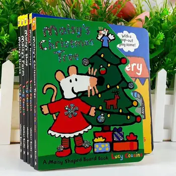 5 книг Maisy mouse 3D scene настольная книга с английскими картинками baby kids IQ EQ практика Питомник / Ферма / Дом / Магазин Рождественская елка