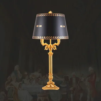 Европейский стиль, Золотая медная светодиодная настольная лампа, домашний декор, Французская гостиная, прикроватная тумбочка для спальни, кабинет, Латунный настольный светильник