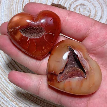 Натуральный Оптовый кристалл Сердолик Сердце Druzy Baby Исцеляющий Орнамент Рейки Сувениры Высококачественный Подарок из руды Geode