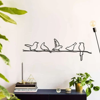 1 ШТ. Металлическая настенная птица на проволоке, художественная подвеска в виде птицы, настенная вешалка в виде птицы из черной металлической проволоки