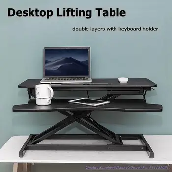 Настольный подъемный стол для ноутбука 80x40, Регулируемый компьютерный стол с подставкой для клавиатуры, здоровый офисный дизайн, Черно-белый стол