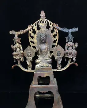 Старый китайский антиквариат Тибетский буддизм бронзовая Статуя Будды Династии Северная Вэй