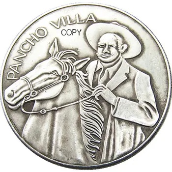 MX (01) Мексика Панчо Вилла-монета весом 2 унции, покрытая серебром, редкая копия.