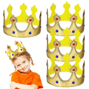 4шт Детские Короны на День рождения Шляпы с короной для вечеринки по случаю Дня рождения Ткани для празднования Дня рождения Реквизит для шляп
