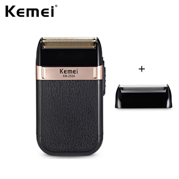 Электробритва Kemei для мужчин, Электробритва с двумя лезвиями, Возвратно-поступательная USB-аккумуляторная Бритвенная машина, Моющийся Триммер для бороды
