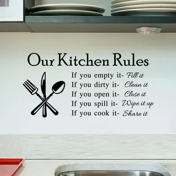 Водонепроницаемая и съемная наклейка на стену с цитатой персонажа кухонные правила для украшения стен в кухонной комнате домашний декор