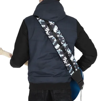 Регулируемый кожаный ремень для гитары, утолщенный и расширяющийся хлопком, для баса через плечо