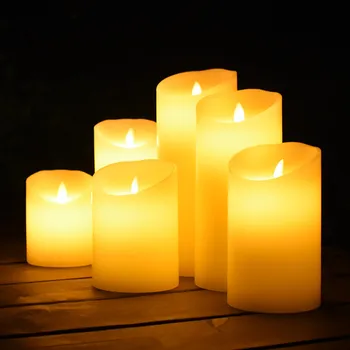 Беспламенная светодиодная свеча, настоящие парафиновые столбы с реалистичным колеблющимся пламенем для декора дня рождения/свадьбы/Рождества