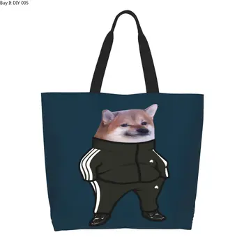 Cheems Doge Shiba Inu Meme, Сумка для покупок, Женская модная холщовая сумка для покупок, сумка большой емкости