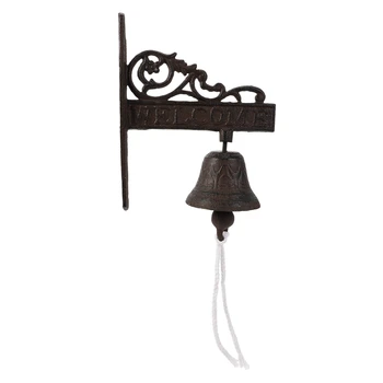 Винтажный коричневый металлический дверной звонок в скандинавском стиле, настенный Приветственный Литой Беспроводной дверной звонок, украшение сада на крыльце