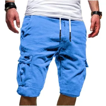 Мужские шорты-карго, большие и высокие шорты-карго, с множеством карманов, летние пляжные шорты на завязках, короткие брюки