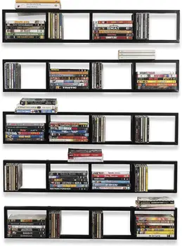 Плавающие полки для, 34-дюймовые полки для хранения CD DVD видеоигр, Полка-органайзер Cube, набор из 5 органайзеров для ванной комнаты и