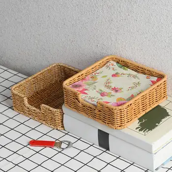 Квадратный тканый держатель для салфеток, Декоративный поднос, держатель для полотенец для ванной Кухни