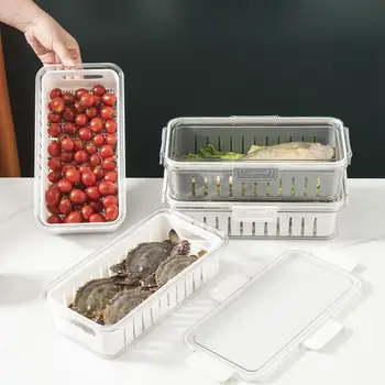Кухонный ящик для хранения, штабелируемый ящик для хранения в холодильнике, компактный, штабелируемый для хранения морепродуктов, сохраняющих свежесть