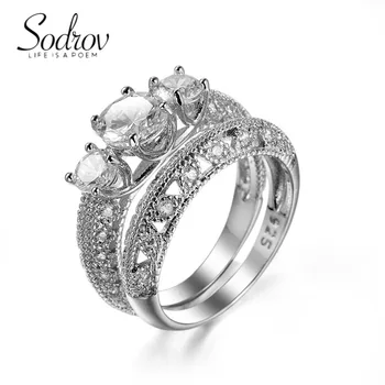 SODROV Romantic, Свадебные украшения с цирконием, наборы колец, обручальные кольца для женщин
